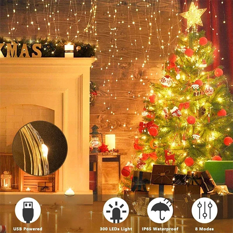 Guirlande Lumineuse LED Rideau - Déco Chambre & Fête