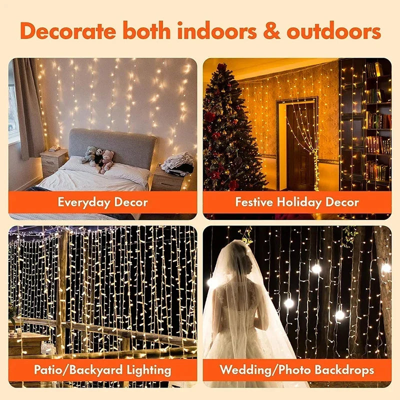 Guirlande Lumineuse LED Rideau - Déco Chambre & Fête