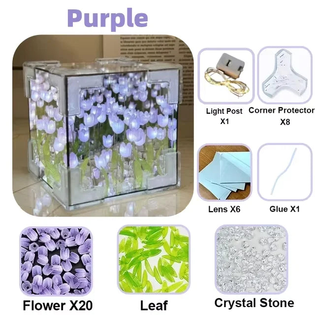 Cube Floral Lumineux LED - Idée Cadeau Déco Originale