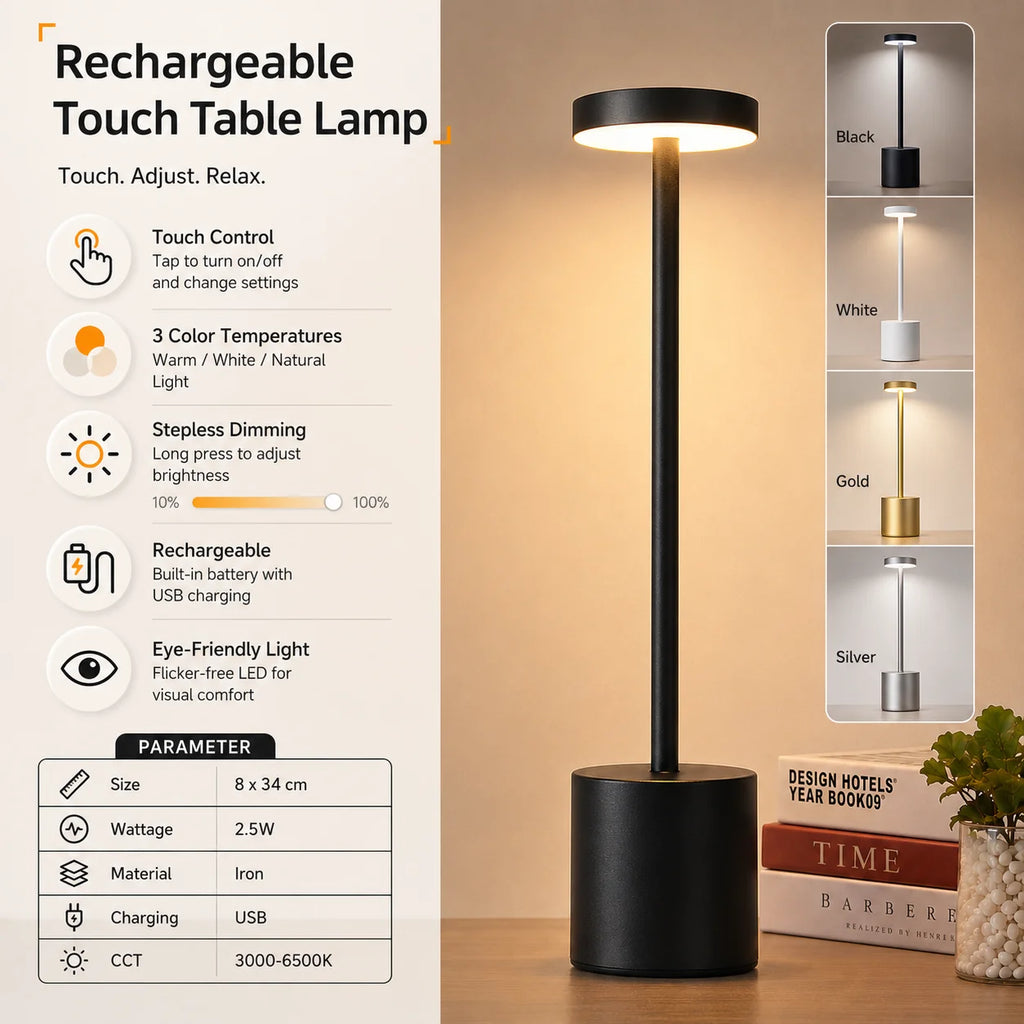 Lampe de Table Design Métal - Lampe Chevet Déco