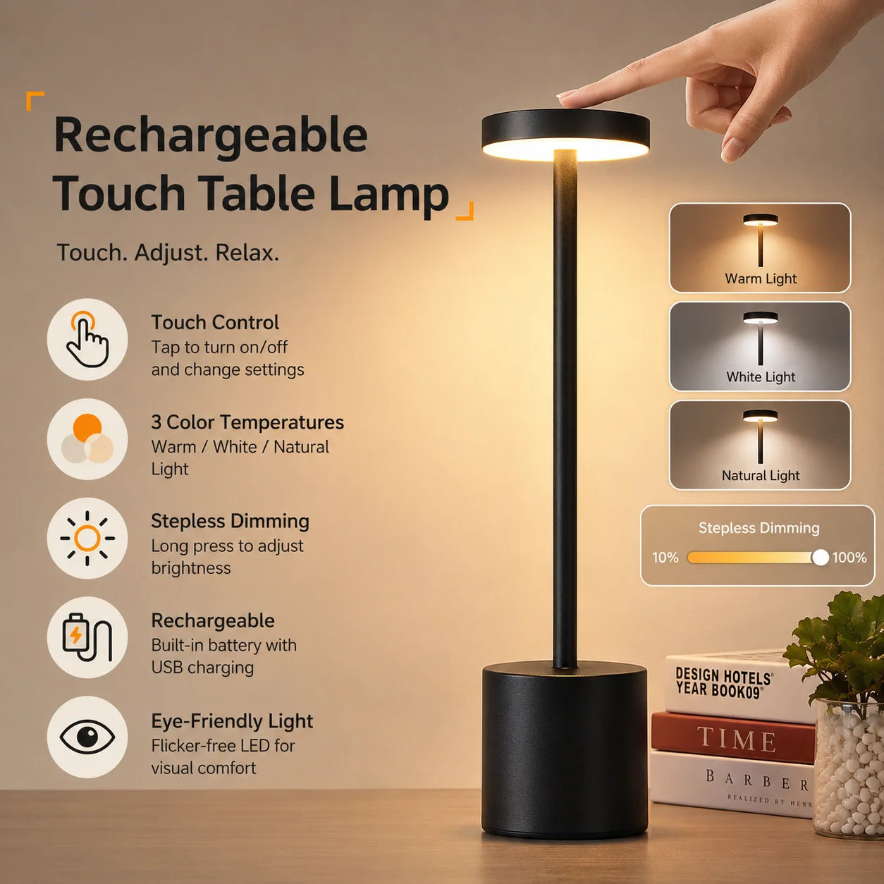 Lampe de Table Design Métal - Lampe Chevet Déco